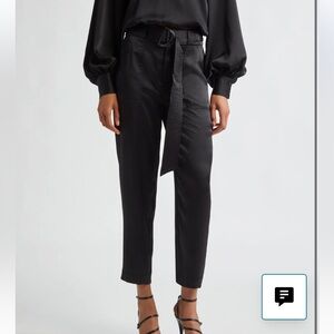 Ramy brook black Hayden belted satin cropped pants NWT SZ 6